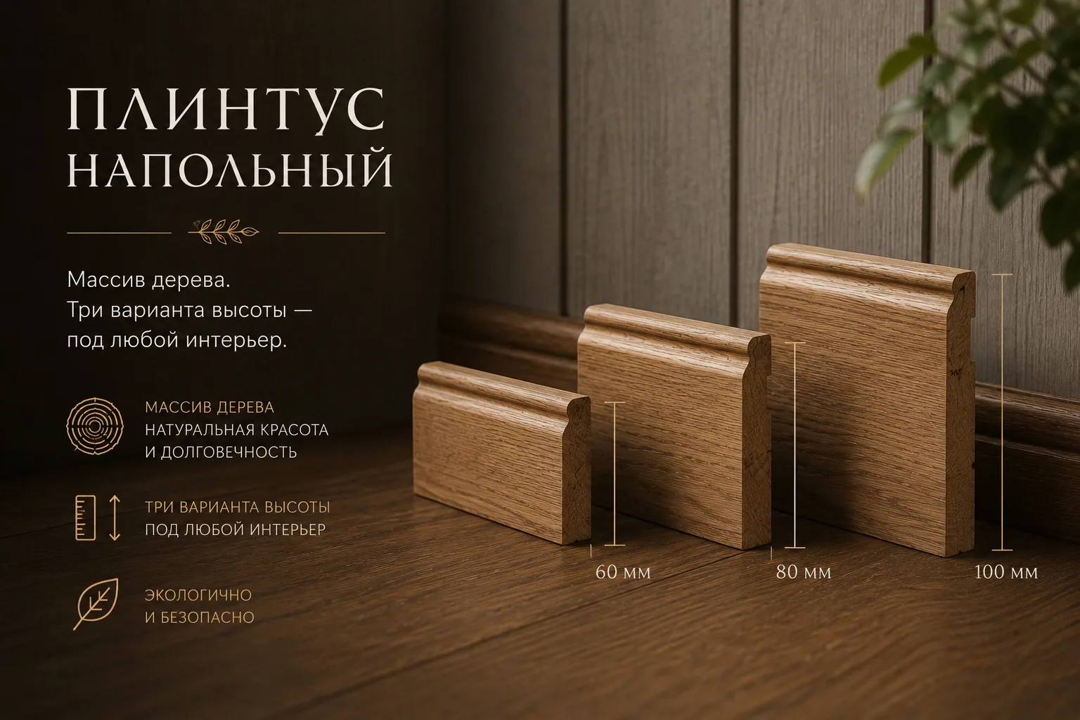 Плинтус напольный из дуба